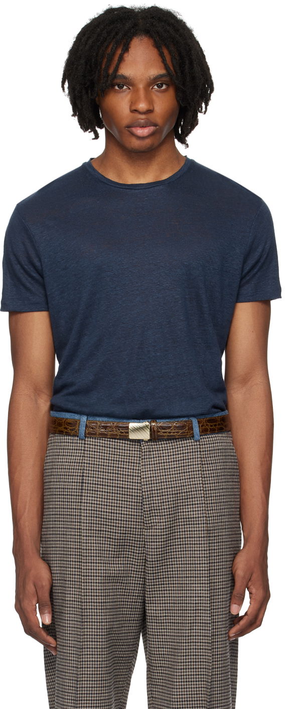 Тениска Orlebar Brown Short Sleeve Linen T-Shirt Синьо | 265745, 0
