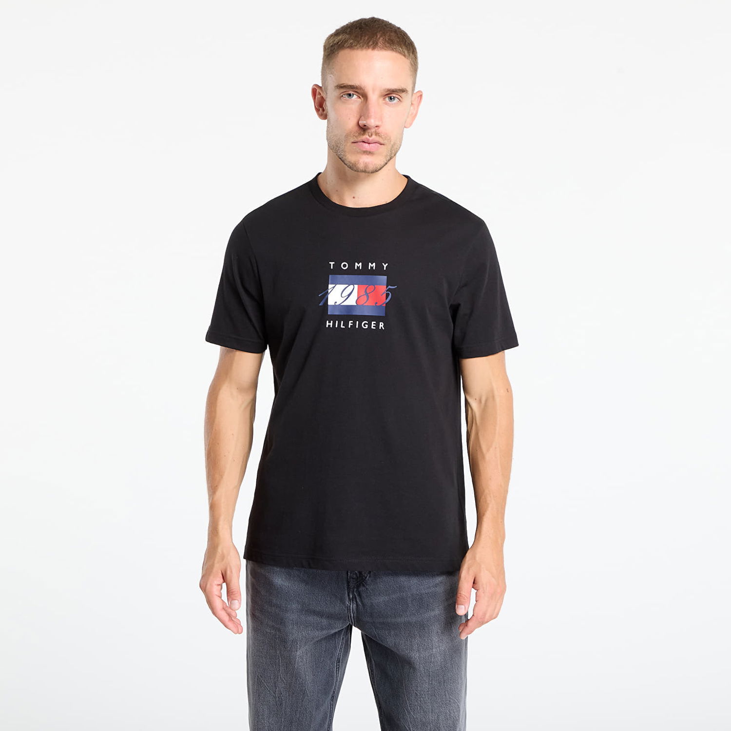 Тениска Tommy Hilfiger Tommy Hilfiger Linear Flag Graphic Tee Черно | MW0MW41338 BDS, 0