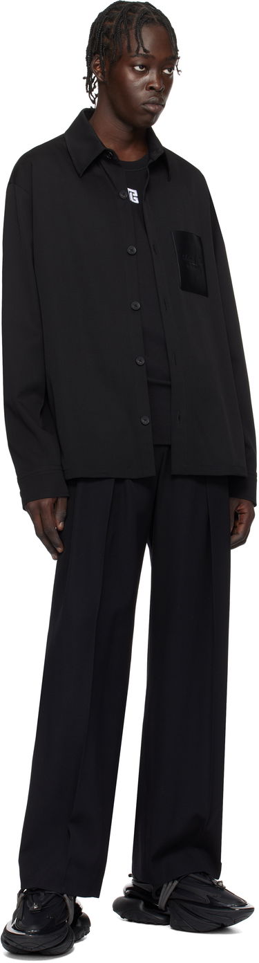 Риза Balmain Couture Label Long Sleeve Shirt Черно | EH1HS391WB01, 3