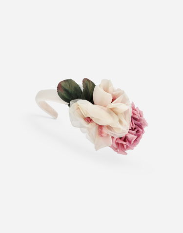 Аксесоари Dolce & Gabbana Dolce & Gabbana Satin Hairband with 3D Floral Appliqué Бяло | LB3L59G7N4SS9000, 3