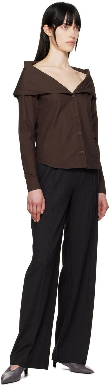 Риза OUR LEGACY OUR LEGACY Kaonashi Off Shoulder Shirt Кафяво | W2252KH, 3