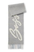 Wool-blend Scarf with Script Logo and Fringes