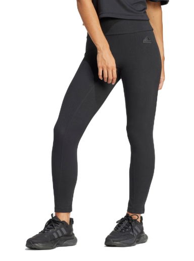 Клинове adidas Performance Sportswear Lounge Ribbed High-Waist 7/8 Leggings Черно | IP2281