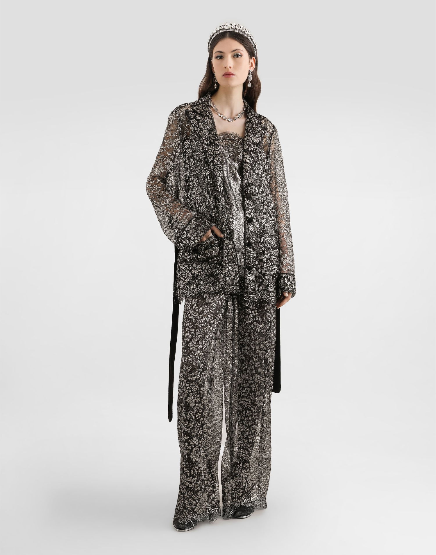 Панталони Dolce & Gabbana Lamé Lace Trousers Многоцветен | FTC1YTILMCFS0998, 1