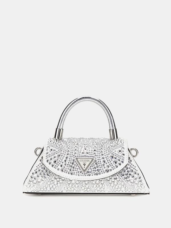 Дамска чанта GUESS Beauvoir Mini Crystal Embellished Handbag Бяло | HWXY9528780, 0