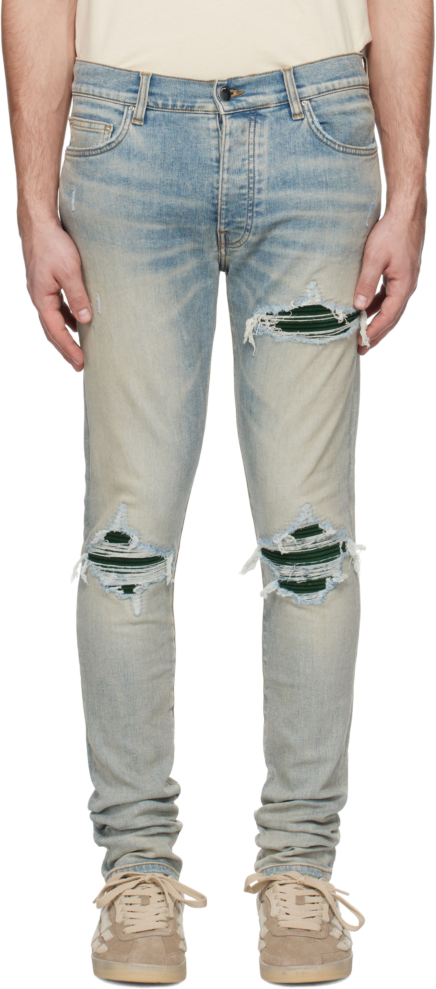 Дънки AMIRI MX1 Suede Patch Slim Jeans Синьо | AMDNSY1135, 0