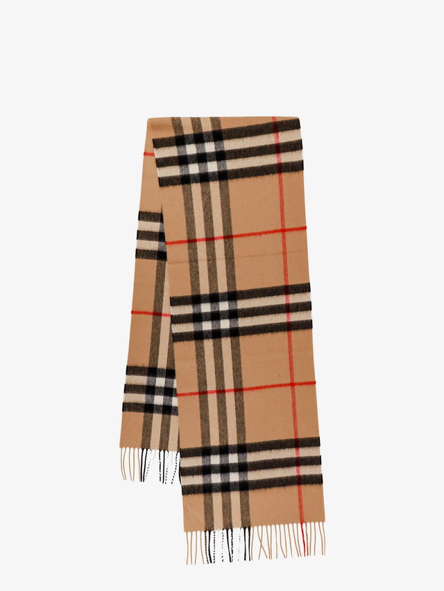 Beige Check Cashmere Scarf