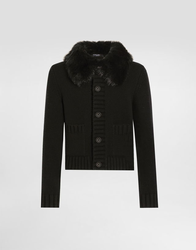 Dolce & Gabbana Wool Jacket with Faux Fur Collar