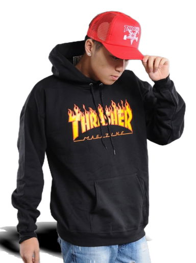 Суитчър Thrasher Flame Logo Hoody Черно | 017222