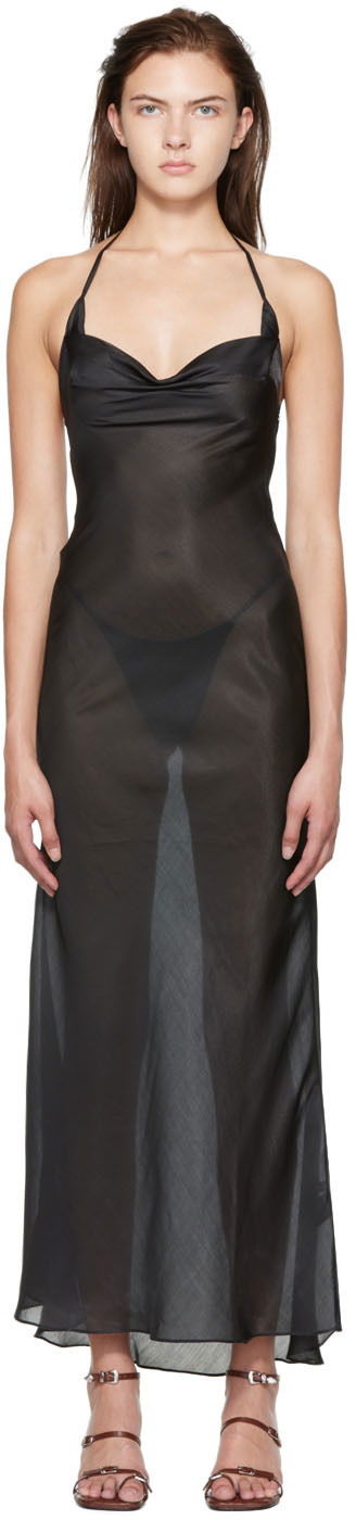 Pокля GUIZIO Guizio Exclusive Halter Neck Maxi Dress Черно | SD 3, 0