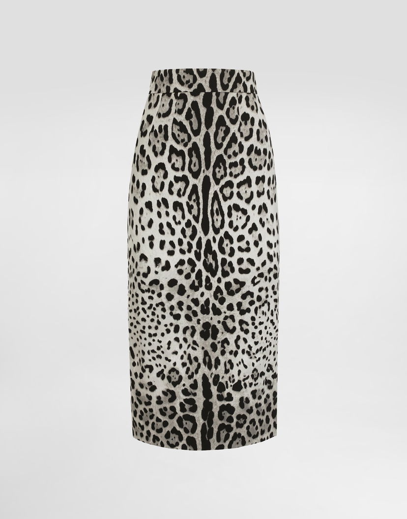 Пола Dolce & Gabbana Calf-length Pencil Skirt With Leopard Print Сиво | F4B6UTFSADDHI13N