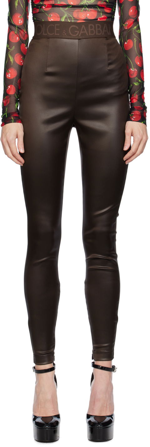 Brown Zip Leggings