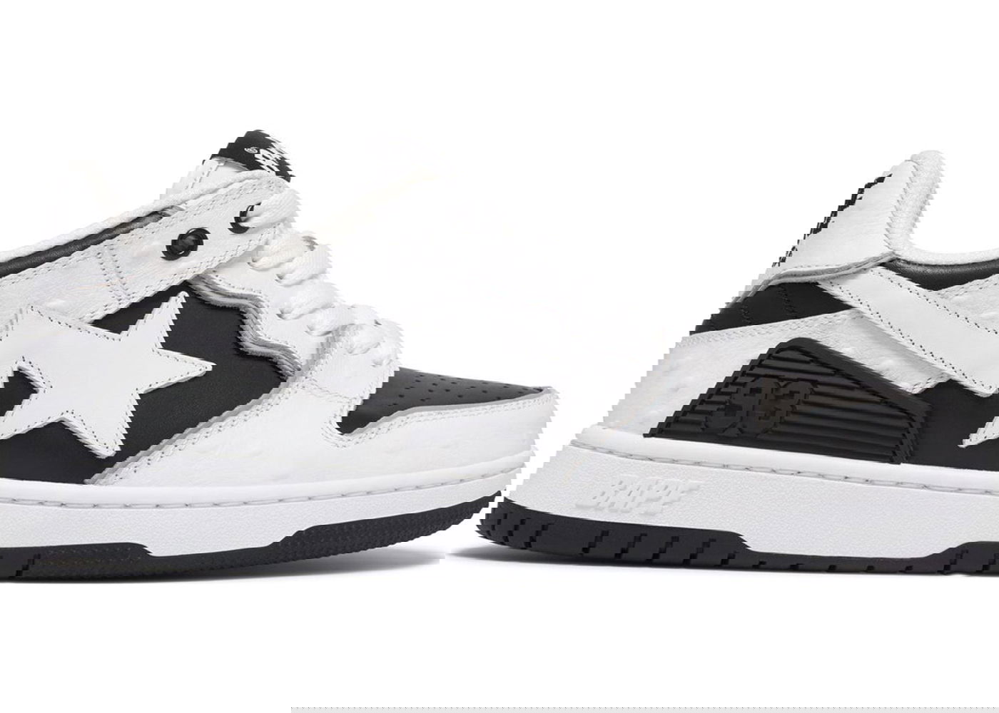 Кецове и обувки BAPE A Bathing Ape Sk8 Sta #1 Ostrich Pack White Black Бяло | 1K30-191-308-BLK/1K30-291-308-BLK/001FWK301308M_BLK, 0