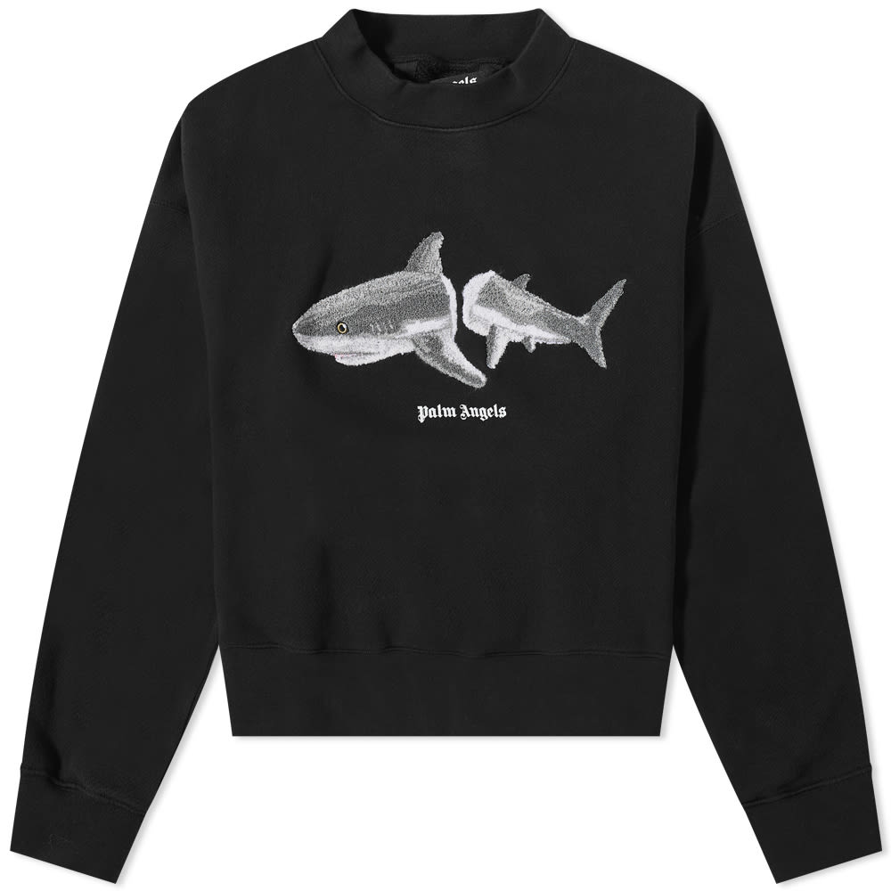 Суитчър Palm Angels Shark Crew Sweat Черно | PMBA026C99FLE0041009, 0
