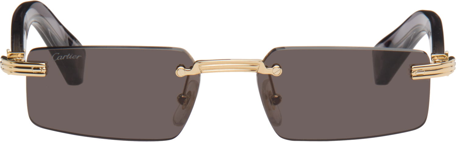 Слънчеви очила Cartier Rimless Rectangular Sunglasses Кафяво | CT0537S-001, 0
