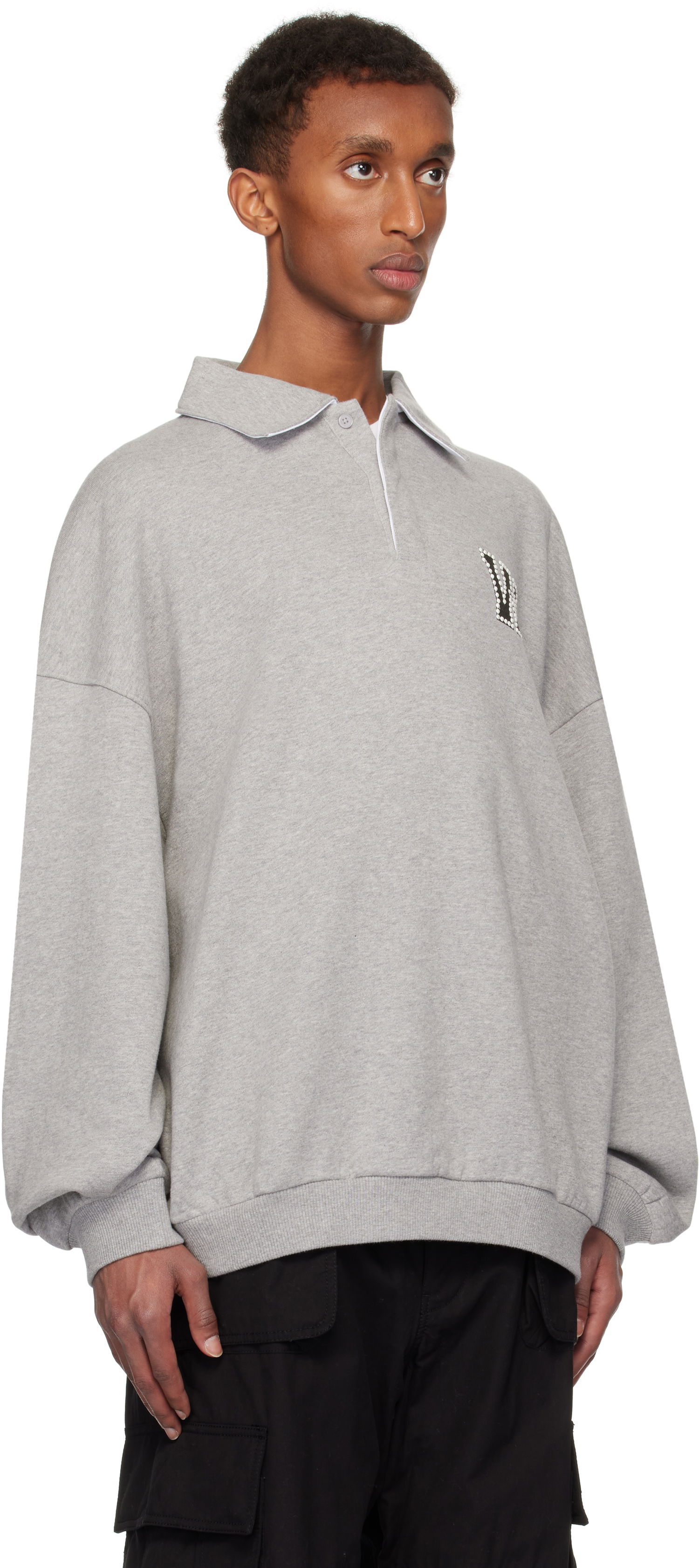 Пуловер We11done We11done Pearl Logo Polo Sweatshirt Сиво | WD-TS3-24-739-U-MG, 1