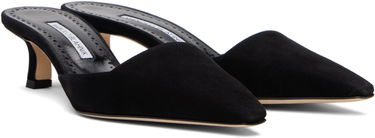 Бижута Manolo Blahnik Manolo Blahnik Moiramu Suede Heeled Mules Черно | 225-1957, 3