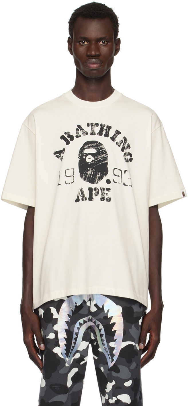 Тениска BAPE Screen Print College Relaxed Fit T-shirt Бяло | 001TEK801320M