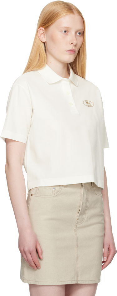 Поло тениска Burberry Burberry Cropped Cotton Polo Бяло | 8110085, 1
