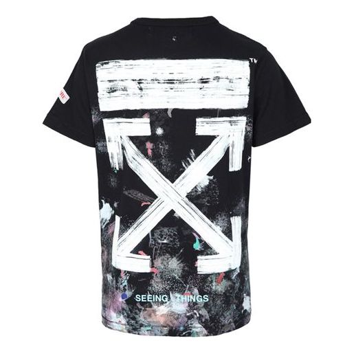 Тениска Off-White Splash Ink Loose Short Sleeve T-Shirt Черно | OMAA002F176200179901