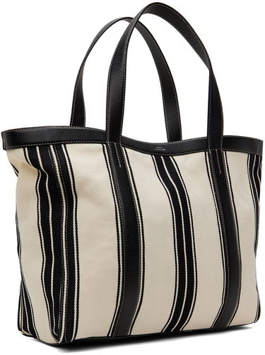 Голяма пазарска чанта TOTEME TOTEME Striped Canvas Tote Черно | 242-WAL2372-FB0176, 2
