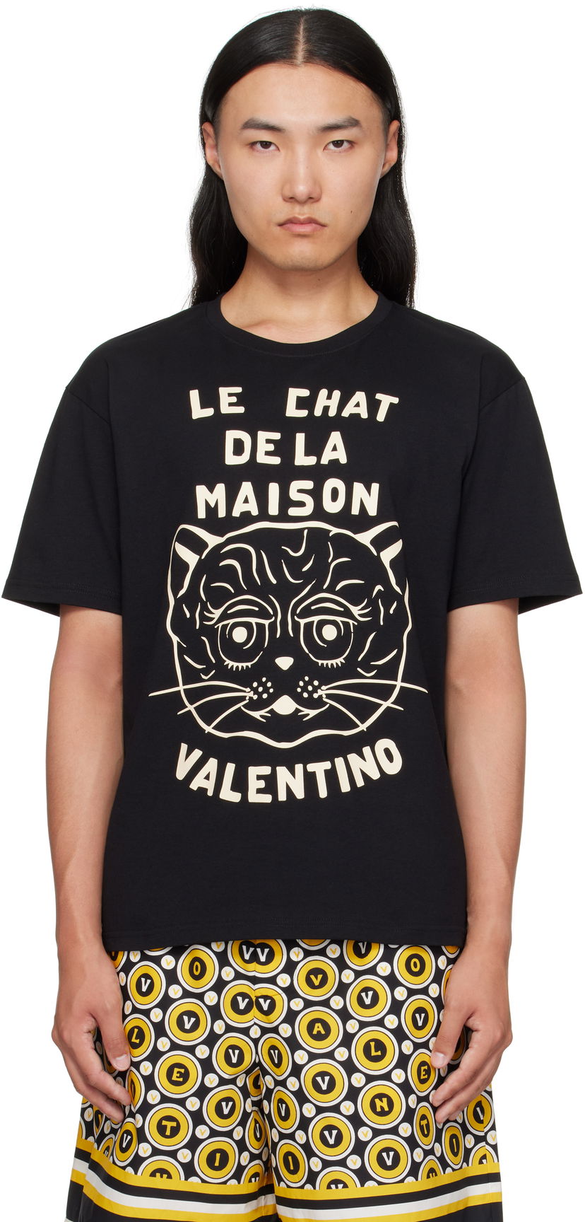 Тениска Valentino Valentino 'Le Chat De La Maison' Cotton T-Shirt Черно | 7V3MG16PB32