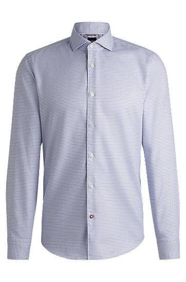 Риза BOSS Casual-Fit Patterned Cotton Shirt Синьо | 50533712, 0