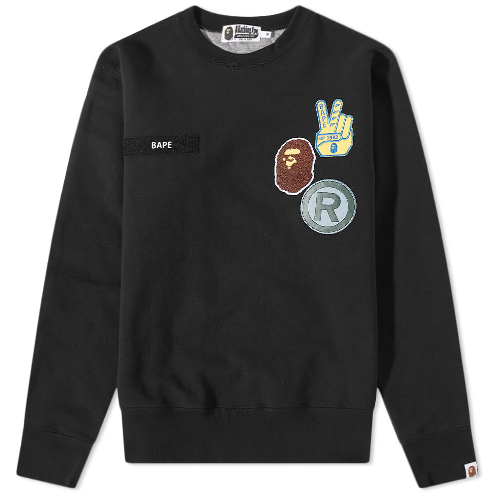 Пуловер BAPE STA Jacquard Relaxed Fit Crewneck Черно | 001SWH801004M-BLK, 0