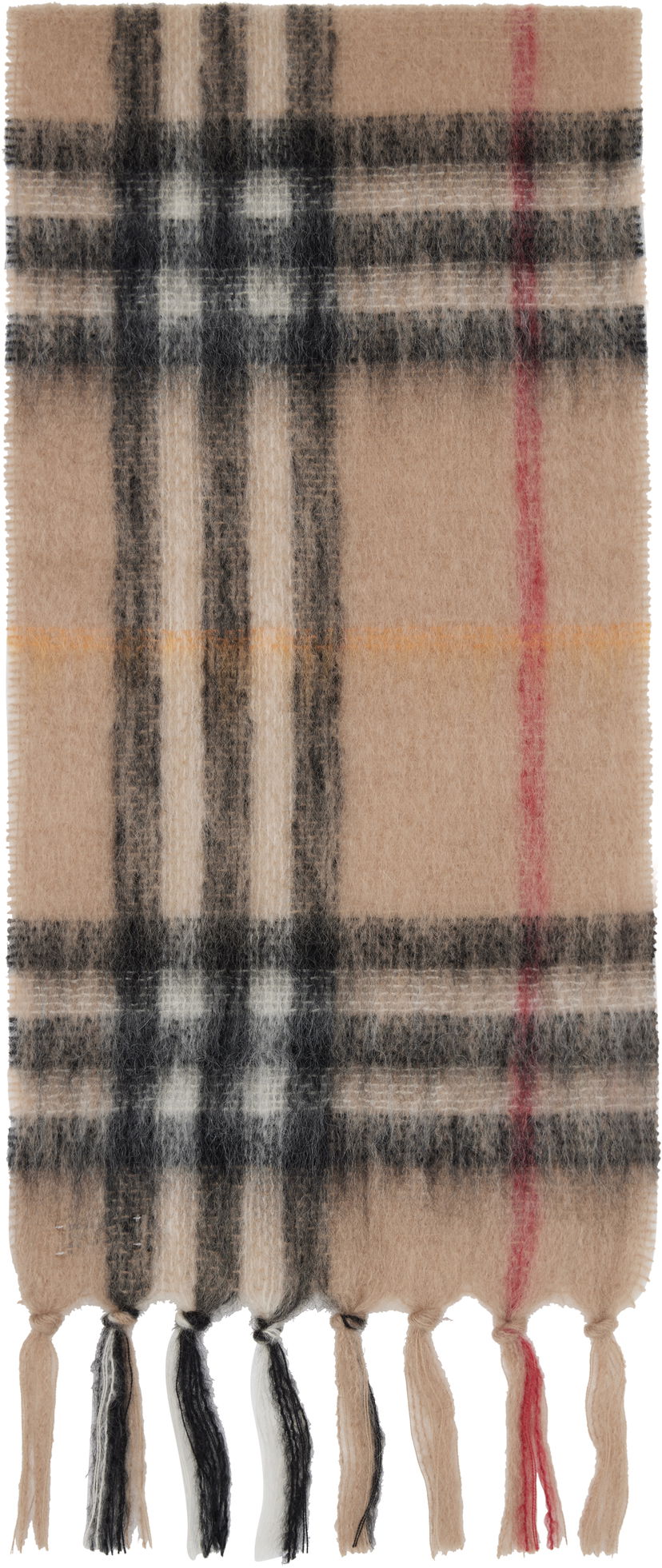 Шал Burberry Burberry Check Mohair and Wool Scarf Бежово | 8112967