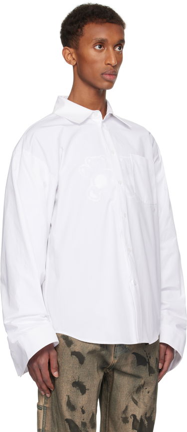 Риза We11done We11done Twisted Sleeve Button-Up Shirt Бяло | WD-SH3-24-110-U-WH, 1