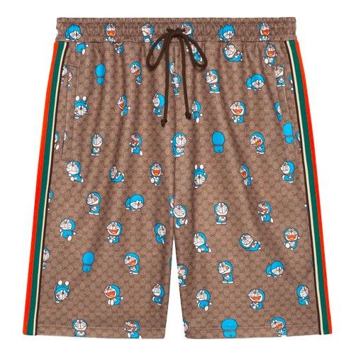 Къси панталони Gucci Doraemon GG Print Shorts Кафяво | 654940-XJDEX-2138
