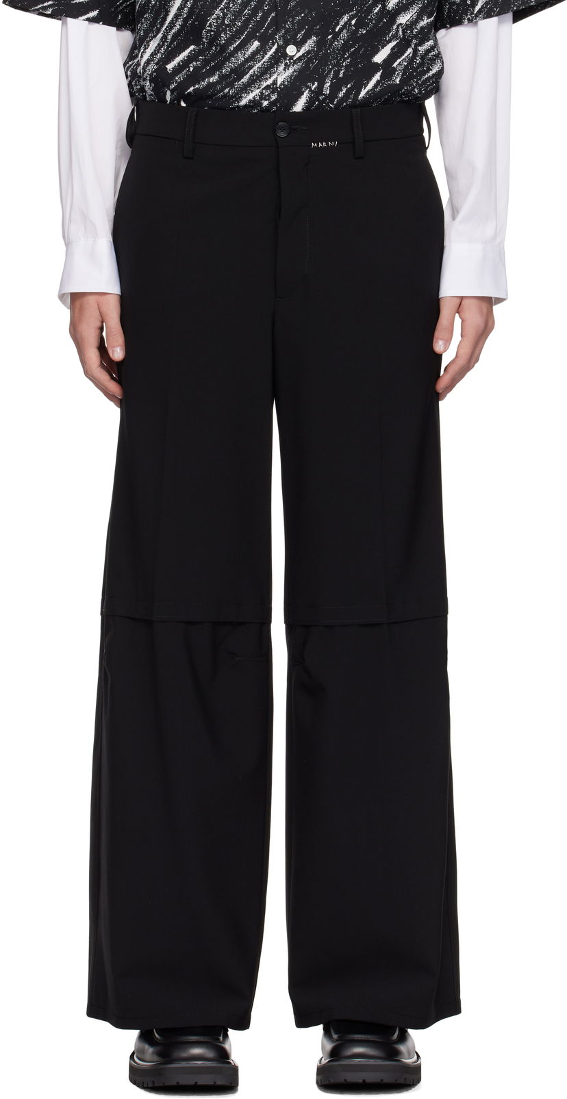 Панталони Marni Mending Trousers Черно | PUMU0271SU UTP771