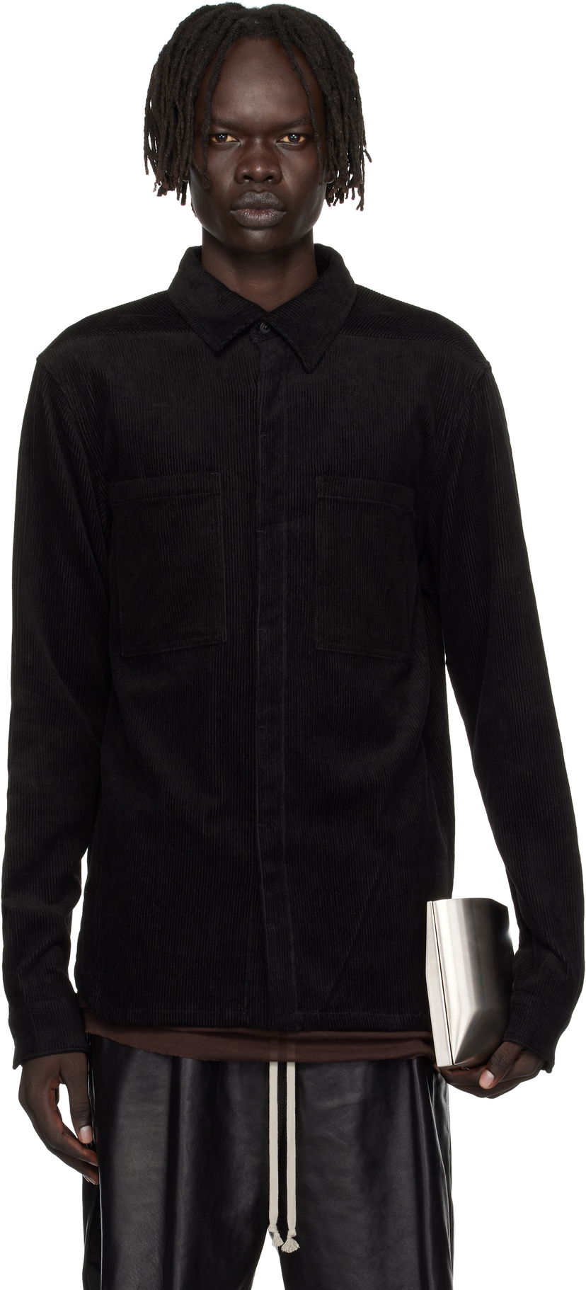 Риза Rick Owens Rick Owens Concordians Corduroy Work Shirt Черно | RU02E1292 MLC9