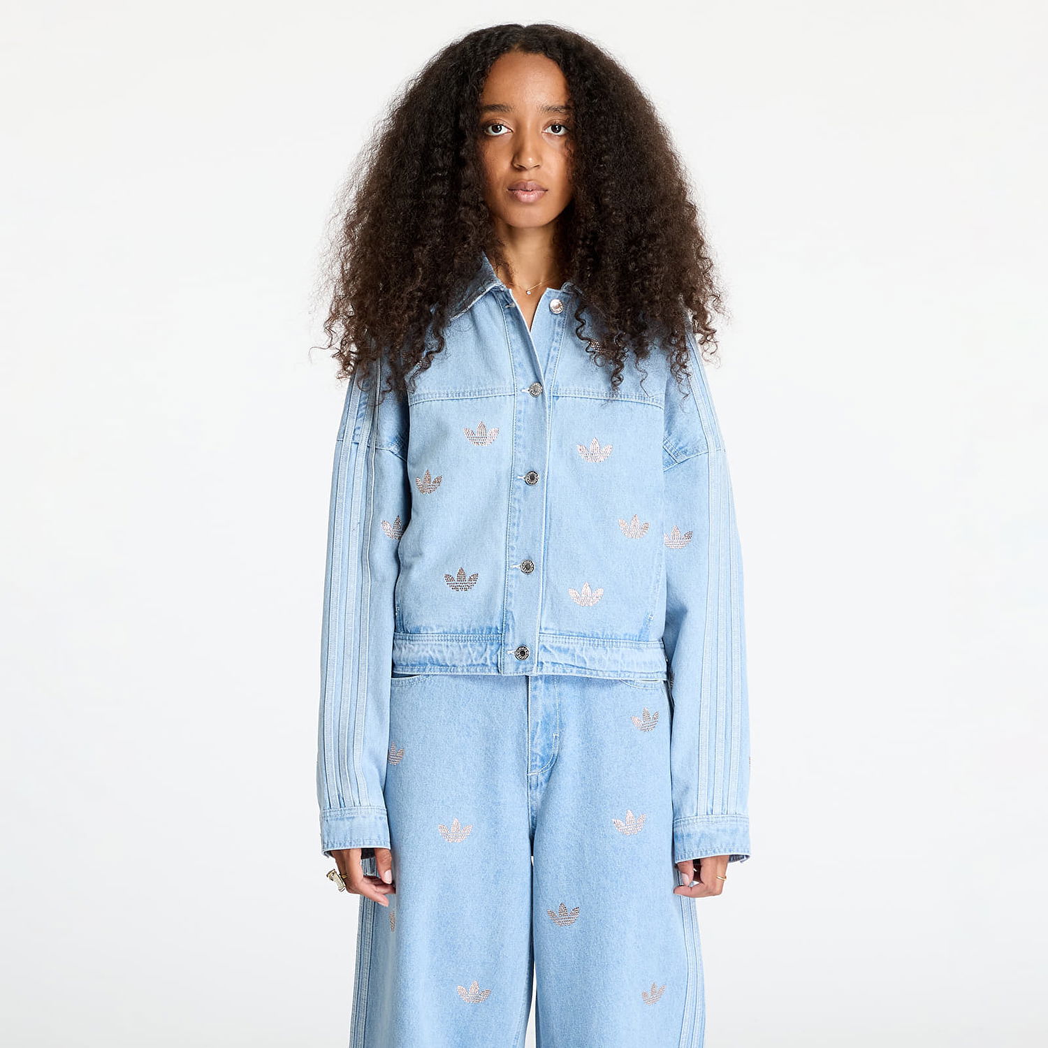 Яке adidas Originals Denim Jacket Rhinestone Clear Blue Синьо | JN3021, 0