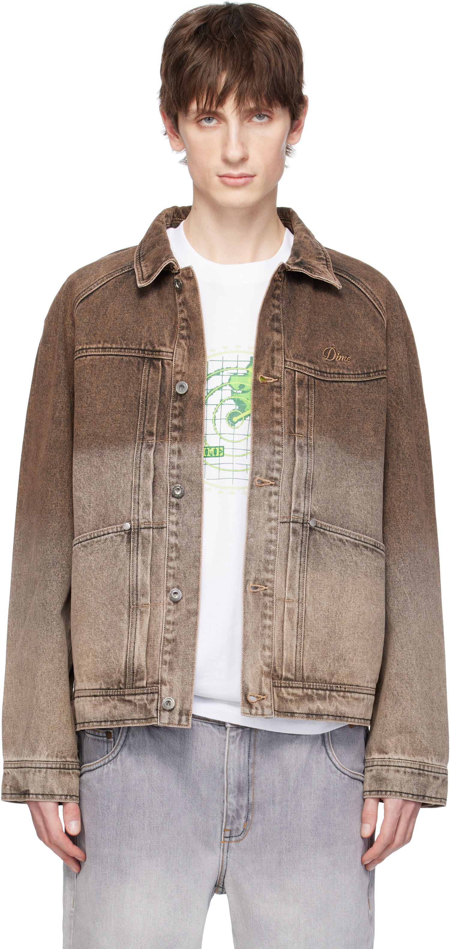 Яке Dime Dime Gradient Denim Jacket Кафяво | DIMESP253BRW, 0