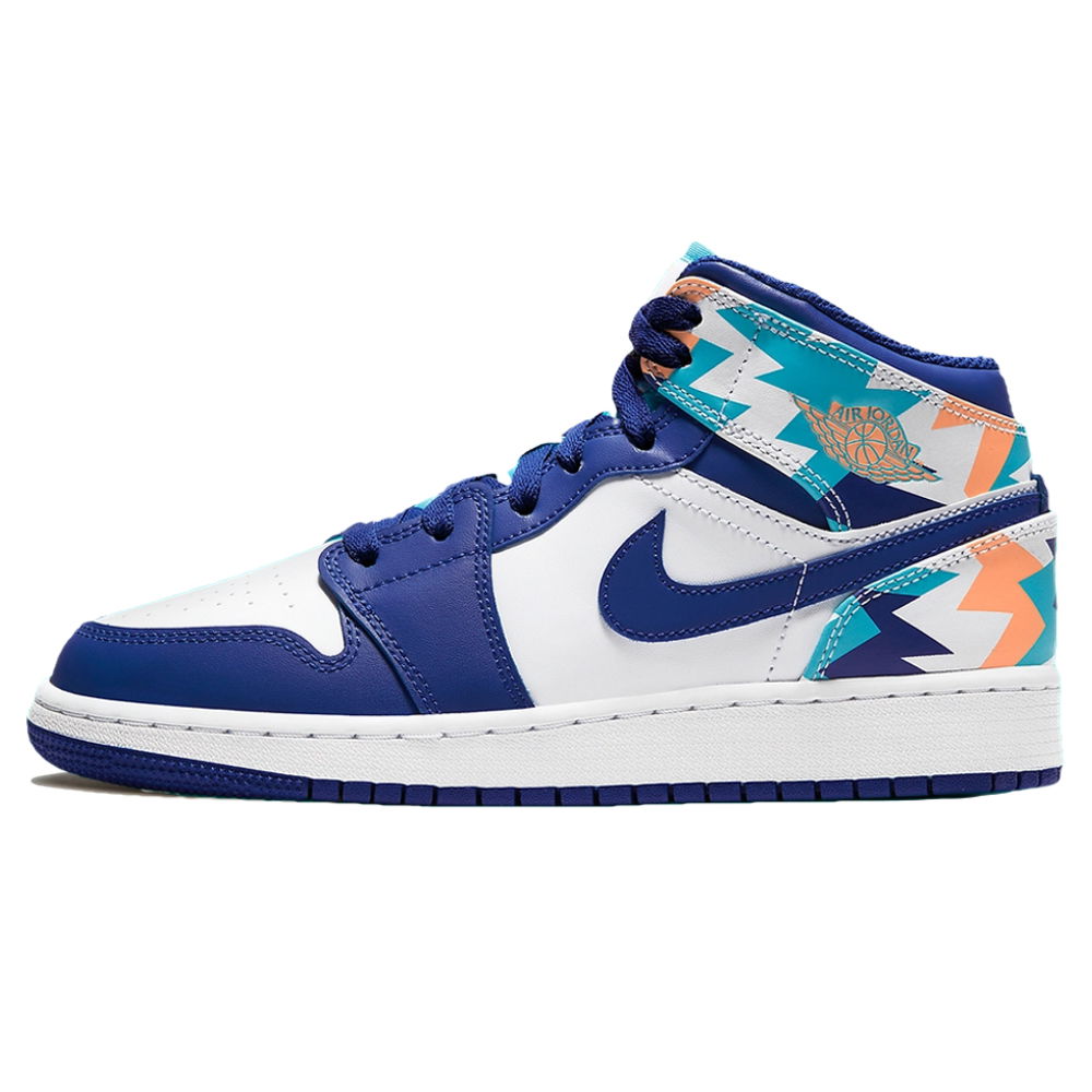 Кецове и обувки Jordan Air Jordan 1 Mid GS "Geometric Pint" Синьо | 555112-105, 0