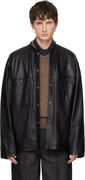 LEMAIRE Collarstand Leather Snap-Front Overshirt with Flap Pockets
