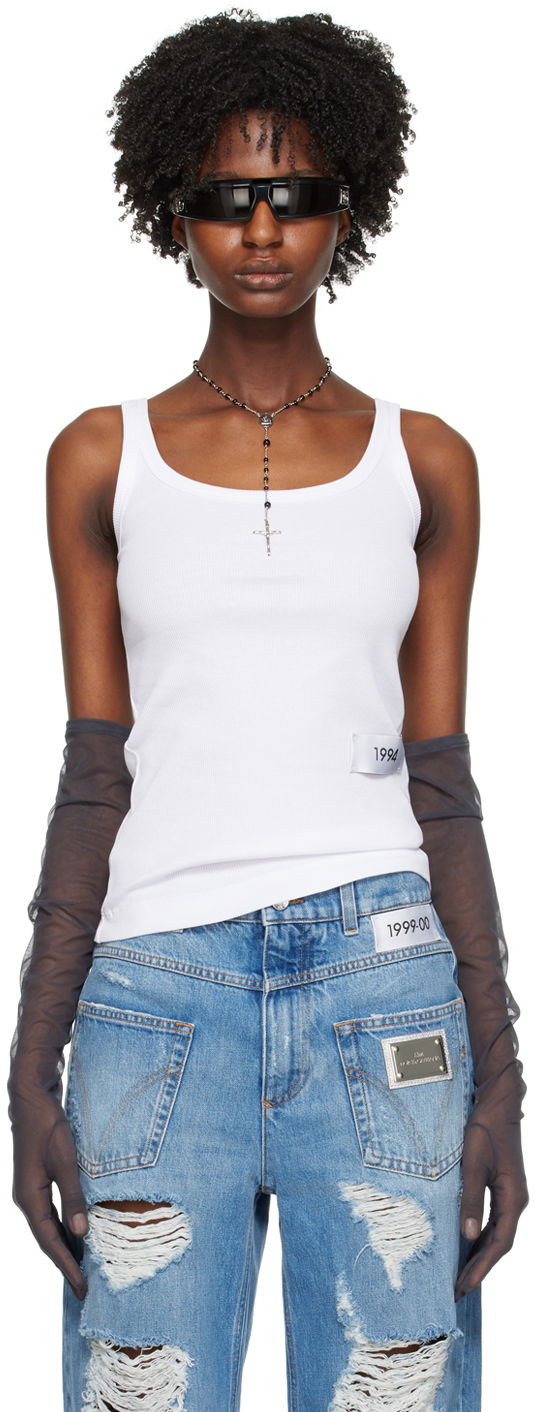 Потник Dolce & Gabbana White Kim Kardashian Edition Patch Tank Top Бяло | F8K97T G7JJ6, 0