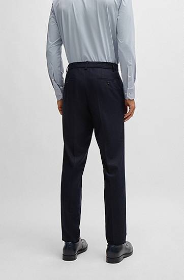 Панталони BOSS Slim-Fit Stretch Flannel Trousers Тъмно синьо | 50530644, 1