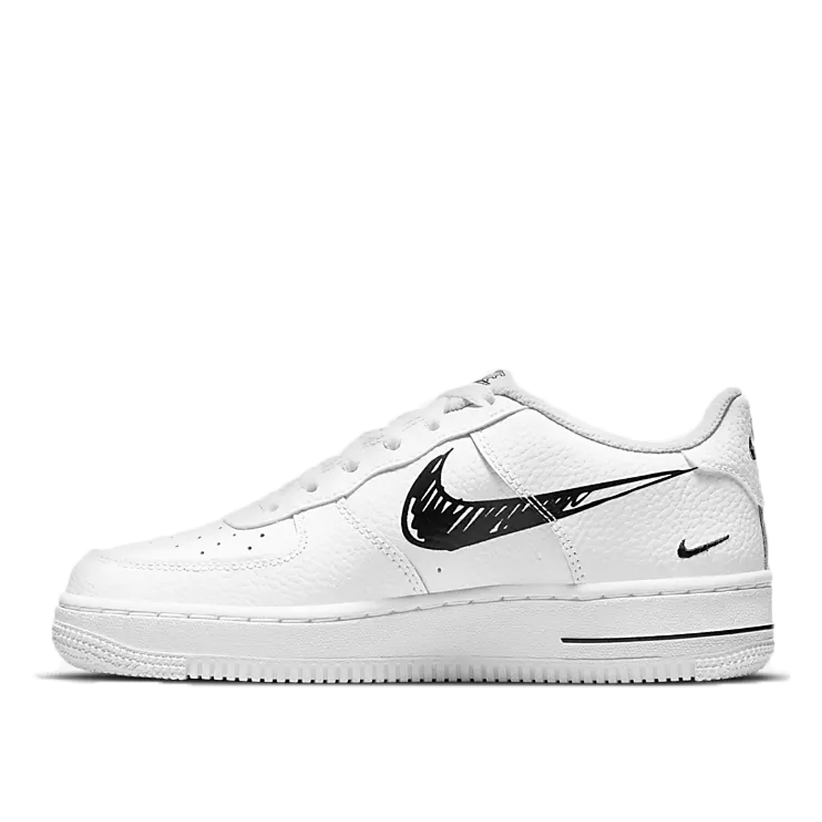 Кецове и обувки Nike Air Force 1 Sketch Black Swoosh GS Бяло | DM3177-100, 1