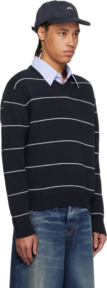 Пуловер Noah Noah Striped V-Neck Sweater Тъмно синьо | SW096SS25NVY, 1