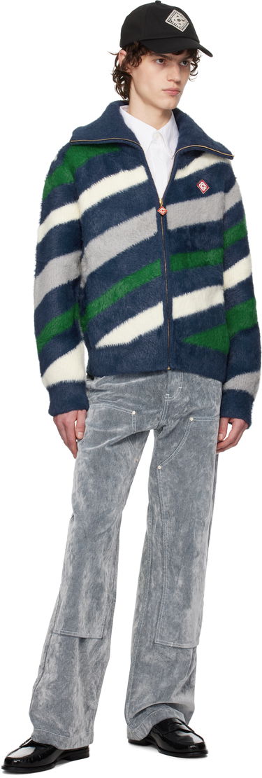 Пуловер Casablanca Casablanca Striped Fluffy Zip-Up Jacket Синьо | MPS25-KW-830-01, 3