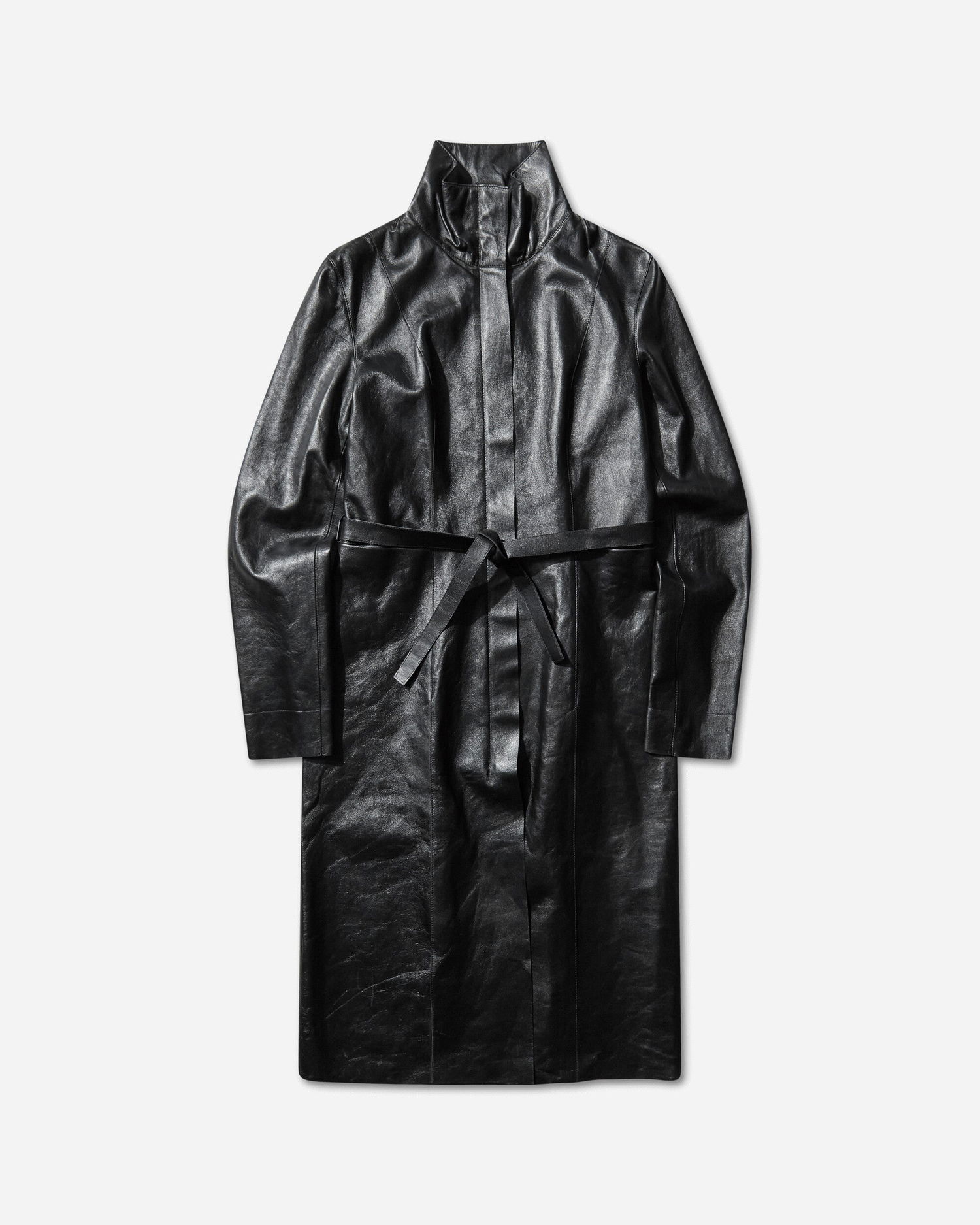 Тренчкот OUR LEGACY Leather Belted Concealed Coat Черно | W4259CS 001, 1