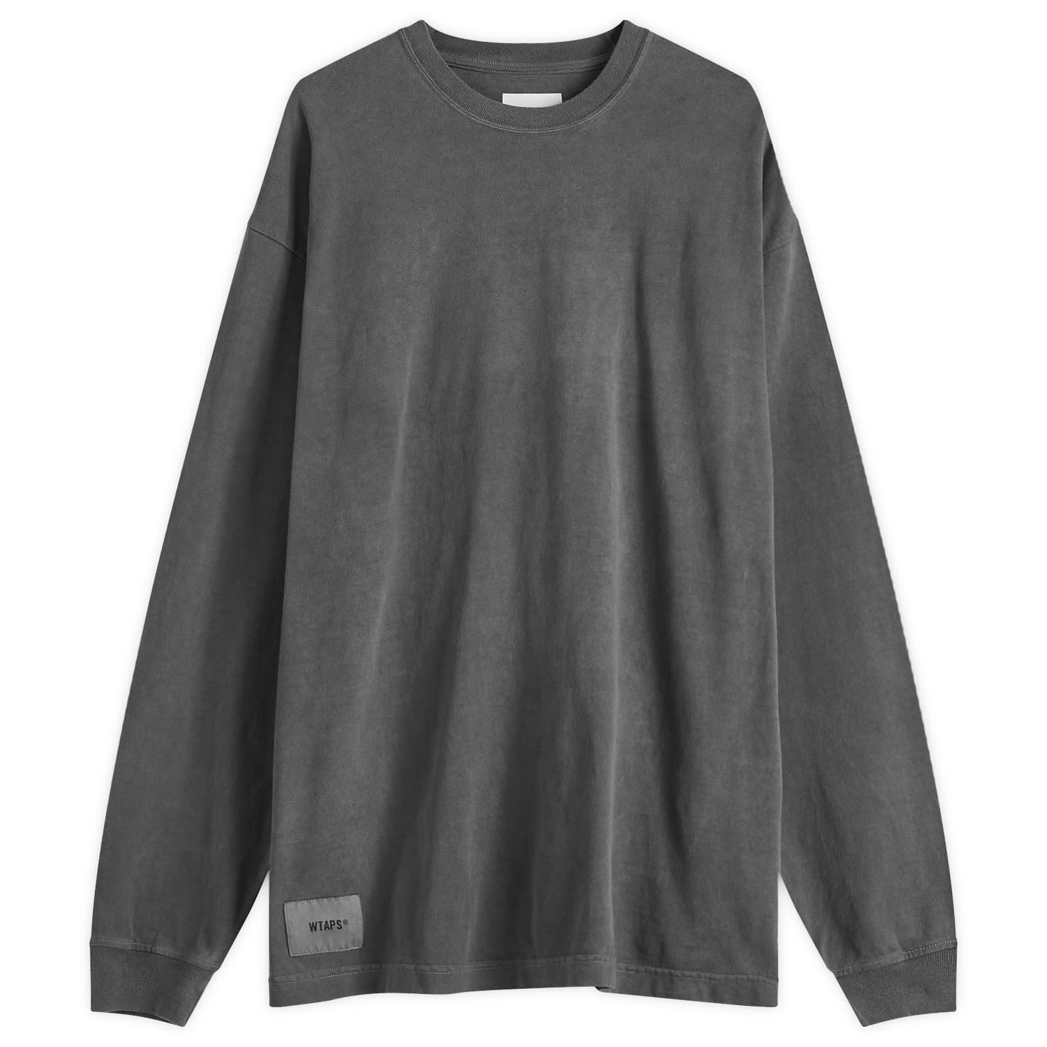 Тениска WTAPS 09 Garment Dyed Long Sleeve Back Logo T-Shirt Сиво | 242ATDT-CSM09-BLK, 0