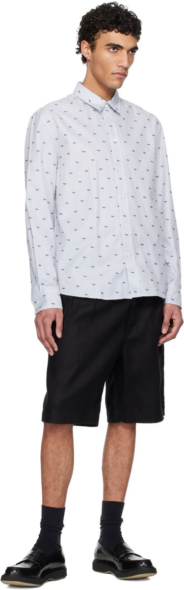 Риза MAISON KITSUNÉ Maison Kitsuné Profile Fox Casual Striped Shirt Бяло | MM00408WC5046, 3