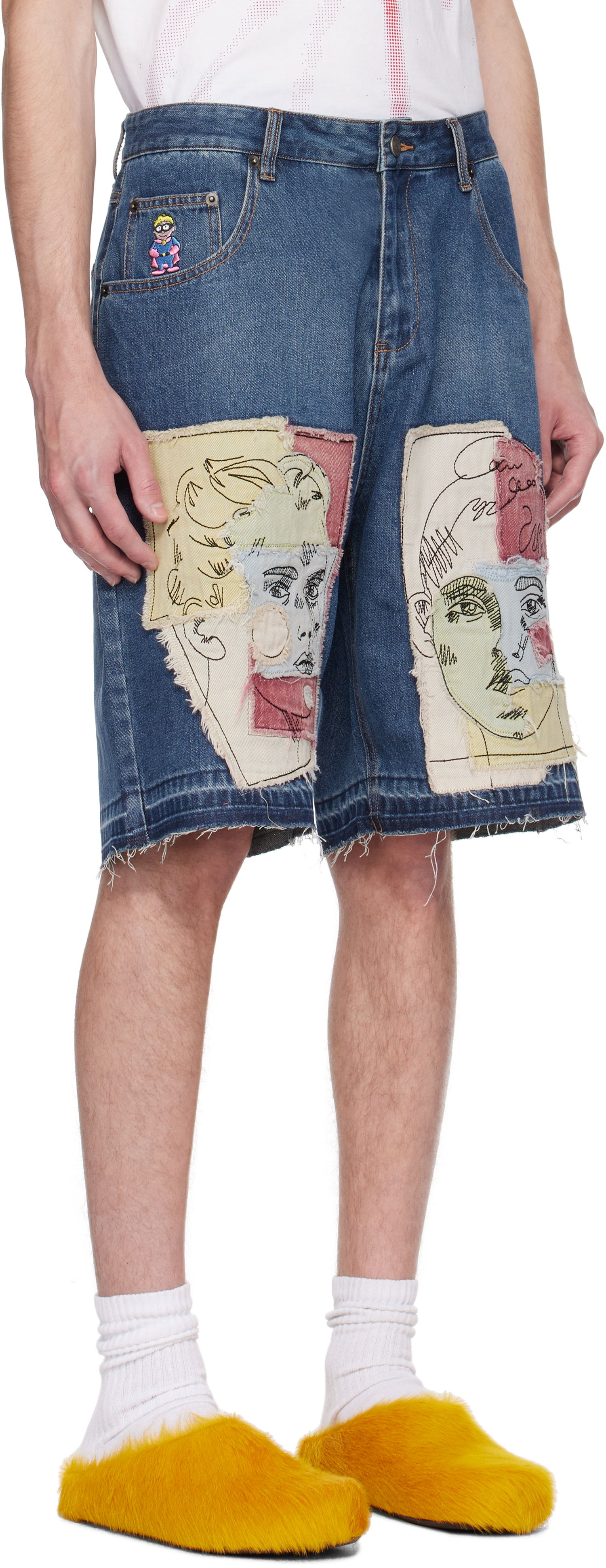 Къси панталони KidSuper KidSuper Boy & Girl Doodles Patchwork Shorts Синьо | SS25-PT-09, 1