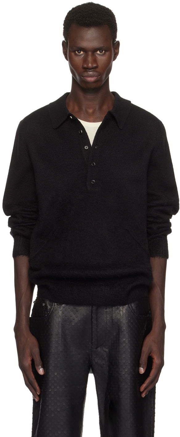Пуловер Helmut Lang Helmut Lang Brushed Polo Черно | O06HM796, 0