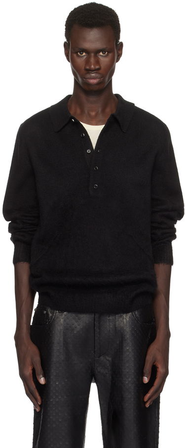Пуловер Helmut Lang Helmut Lang Brushed Polo Черно | O06HM796, 0