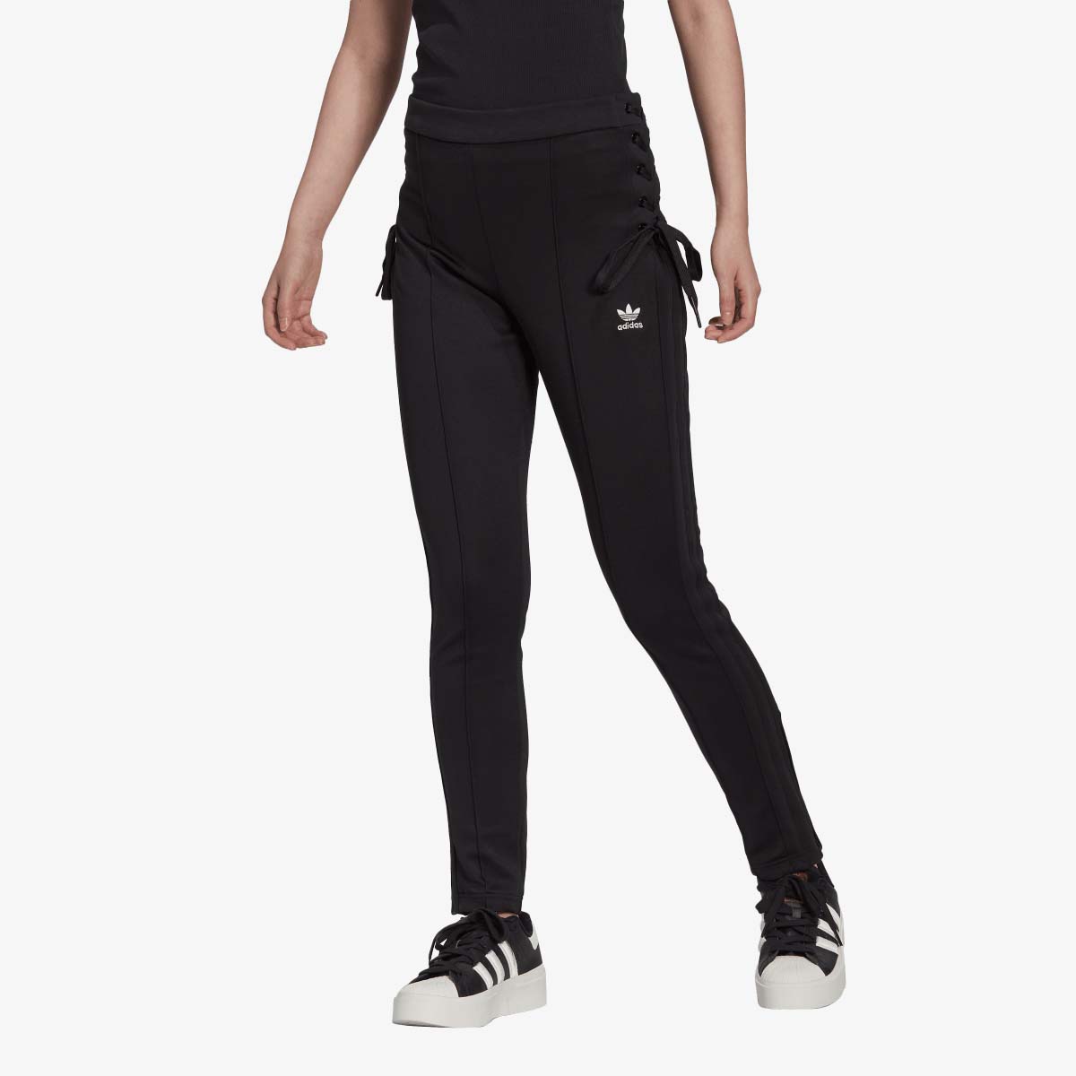 Спортни панталони adidas Originals High Waist Lace Up Track Pants Черно | HK5082, 1