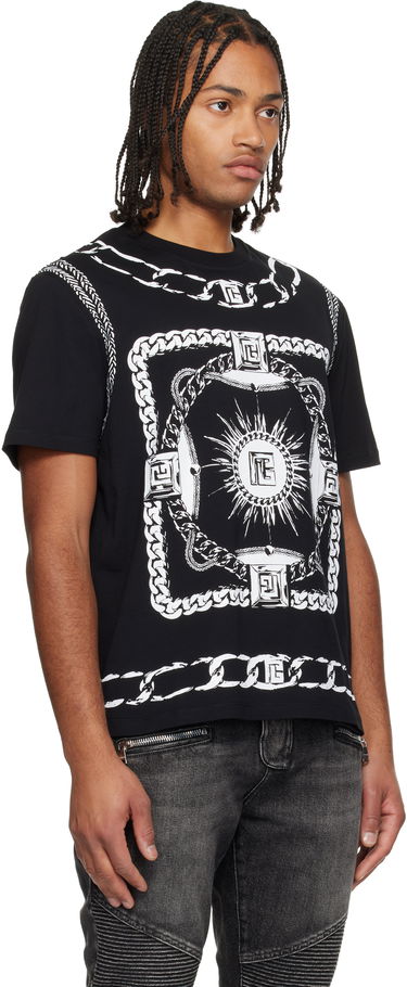 Тениска Balmain Foulard Print T-shirt Черно | FH1EG000GF08, 1